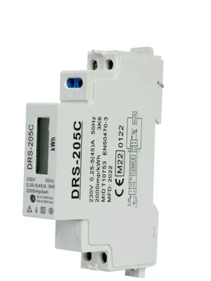 Tovární Cena Elektroměr DRS-205C 5-45A MID B+D M-BUS, 1-fázový, LCD displej, 1-tarifní, 1modulový na DIN lištu