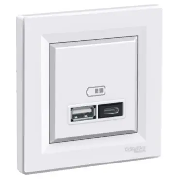Autentický Asfora - 2xUSB nabíjecí konektor A+C 2.4A, bílá *EPH2700321 Schneider Electric
