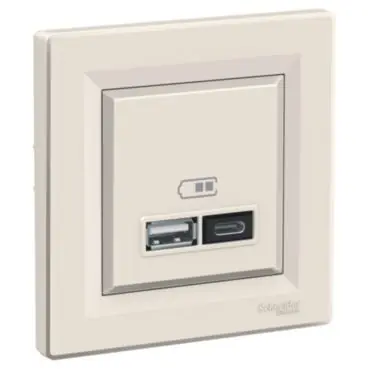 Expresní Doručení Asfora - 2xUSB nabíjecí konektor A+C 2.4A, krémová *EPH2700323 Schneider Electric