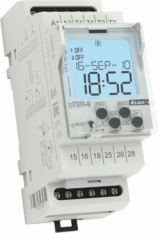 ELKOEP Termostat TER-9 digitální se spínacími hodinami -40 až 110°C 2x 8A Vysoce Kvalitní
