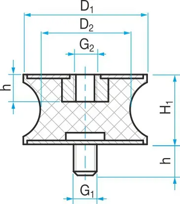 Značkový Silentblok TP2 - 57x44/45 M10x28/M10x10