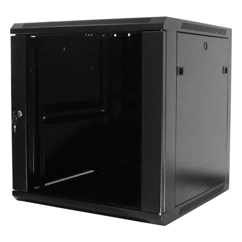 Nástěnný datový rozvaděč LAN-TEC, svařený 19" 6U 600x450 skleněné dveře černý WM.6406.B 1806-040 Hit Sezóny