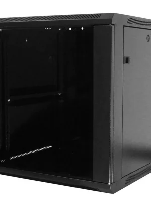 Nástěnný datový rozvaděč LAN-TEC, svařený 19" 9U 600x600 skleněné dveře černý WM.6609.B 1808-042 Horká Nabídka