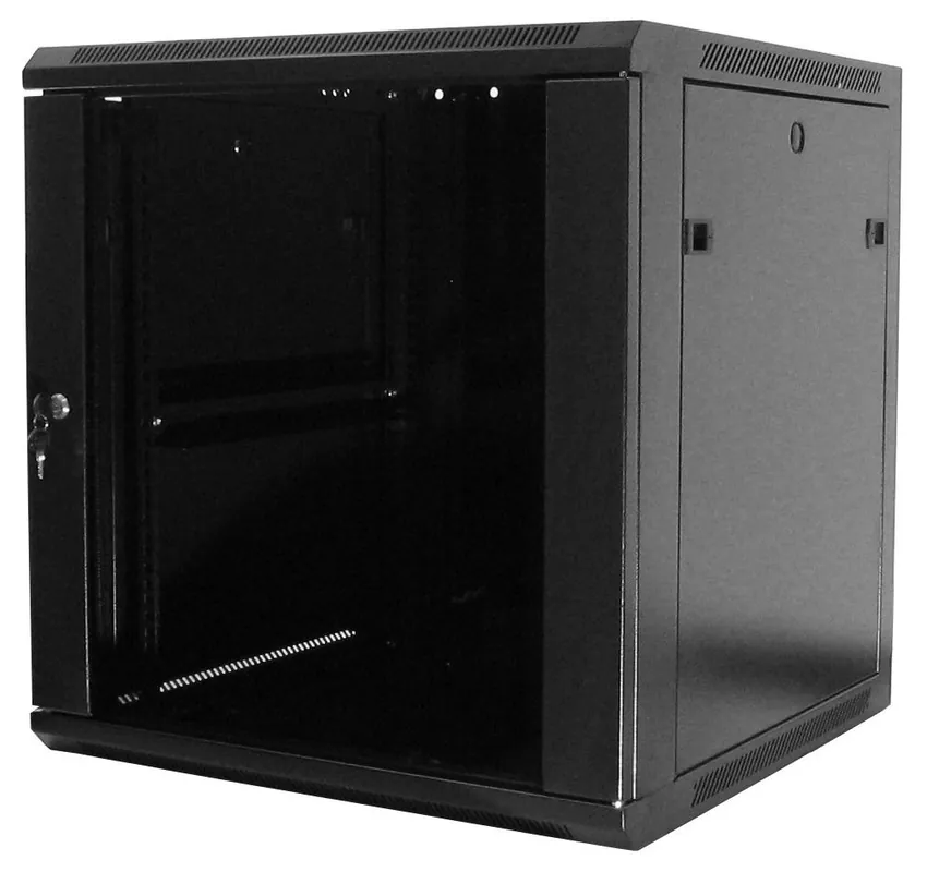 Nástěnný datový rozvaděč LAN-TEC, složený 19" 18U 600x600 skleněné dveře černý WM.6618.B 0901-008 Ověřený