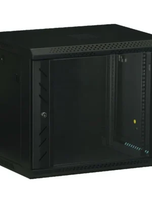 Víkendová Akce Nástěnný datový rozvaděč LAN-TEC rozložený 19" 18U 600x450 skleněné dveře černý WS.6418.B 1806-044