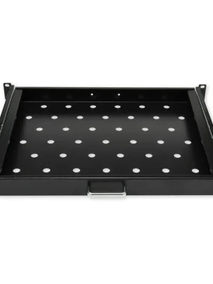 Horká Nabídka Police LAN-TEC 19" výsuvná 1U hloubka 350 mm nosnost 20 kg, úchyt na přední a zadní lišty, černá SH.0350.S20 1911-013