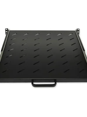 Police LAN-TEC 19" výsuvná 1U hloubka 550 mm nosnost 20 kg, úchyt na přední a zadní lišty, černá SH.0550.S20 1912-035 Zlevněný