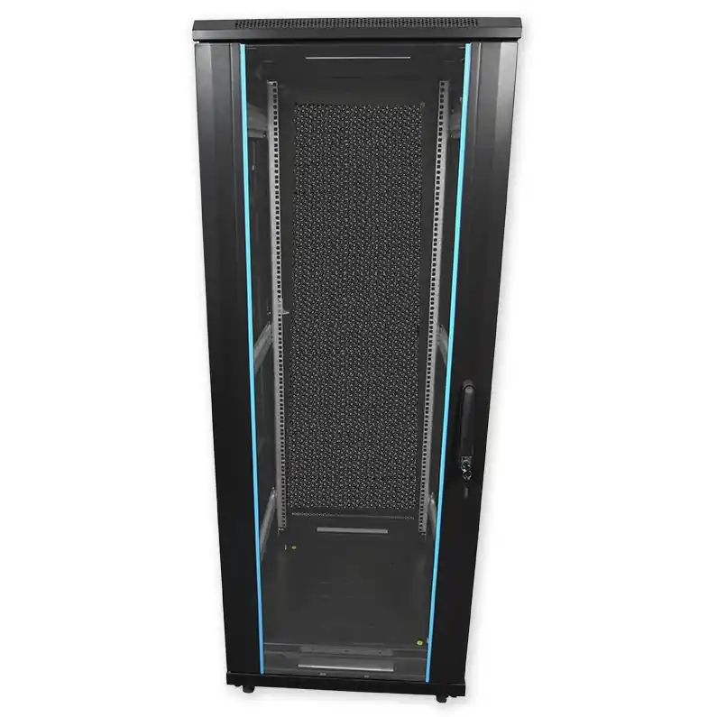 Stojanový datový rozvaděč LAN-TEC 42U 600x600 sklo/perforace černý PSD.6642.B 1908-003 Pouze Dnes