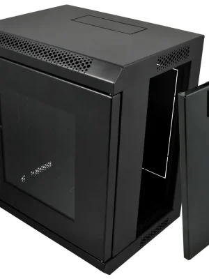 Nástěnný datový rozvaděč LAN-TEC 10" 6U 350x270x380 skleněné dveře černý WM.3206.B 1106-003 Sleva