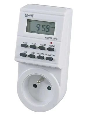 EMOS Hodiny spínací TS-EF1 Digitální týdenní se zásuvkou 16A 230V AC IP20 Akční Nabídka