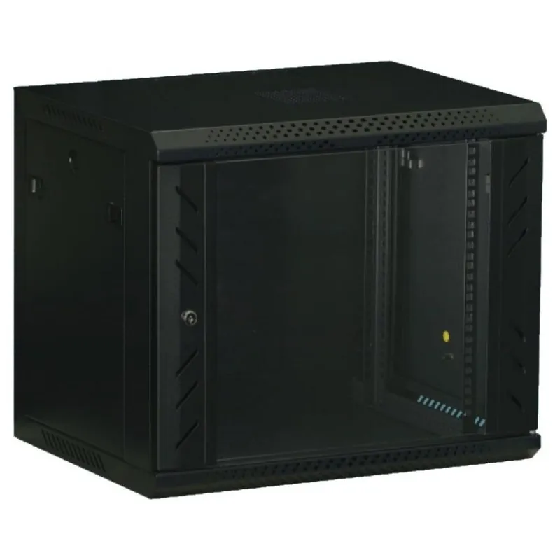 Nástěnný datový rozvaděč LAN-TEC rozložený 12U 600x600 skleněné dveře černý WS.6612.B 1806-031 Akční Nabídka