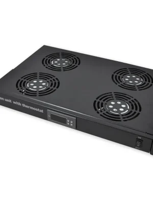 Ventilační jednotka LAN-TEC 19" 1U 4X ventilátor, termostat, lcd displej, černá FU.0019.T04 1910-002 Sezónní Sleva