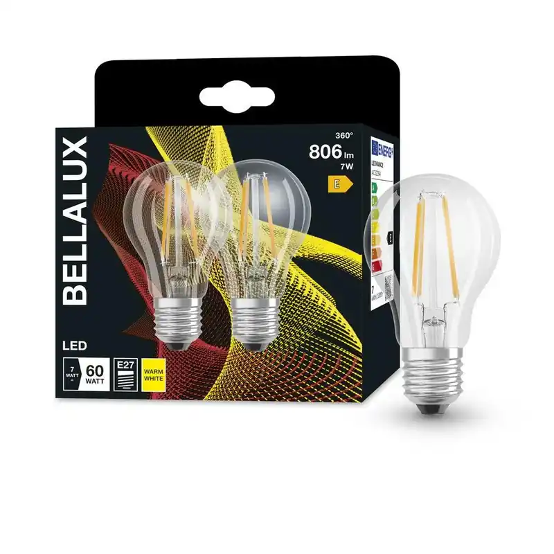 Zlevněný 2x LED žárovka Classic BELLALUX STAR CLA60 E27 7W (60W) 806 lm 2700K 827 filament čirá