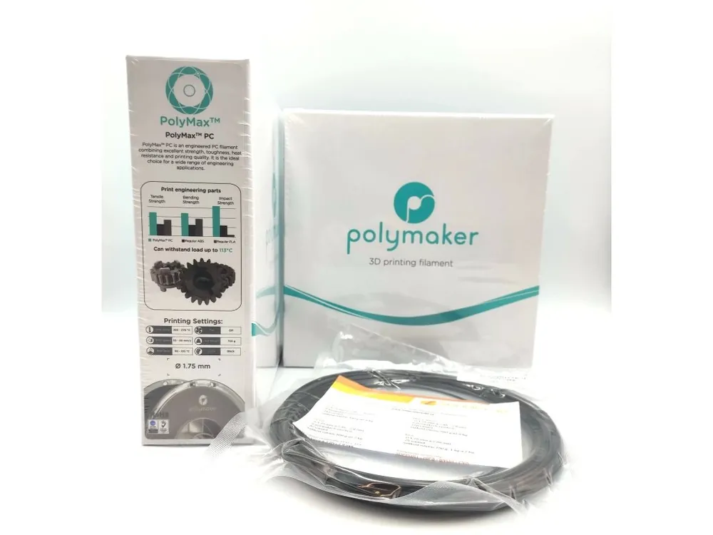 Víkendová Akce VZOREK 20 METRŮ - Tough PC PolyMax filament černý 1,75 mm Polymaker