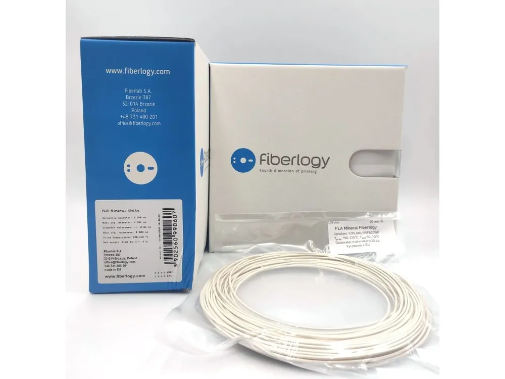 VZOREK 20 METRŮ - PLA MINERAL brousitelný filament bílý 1,75 mm Fiberlogy Hit Sezóny