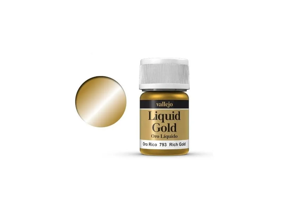 Nová Kolekce Barva Vallejo Liquid 70793 Rich Gold (Alcohol Based) 35 ml