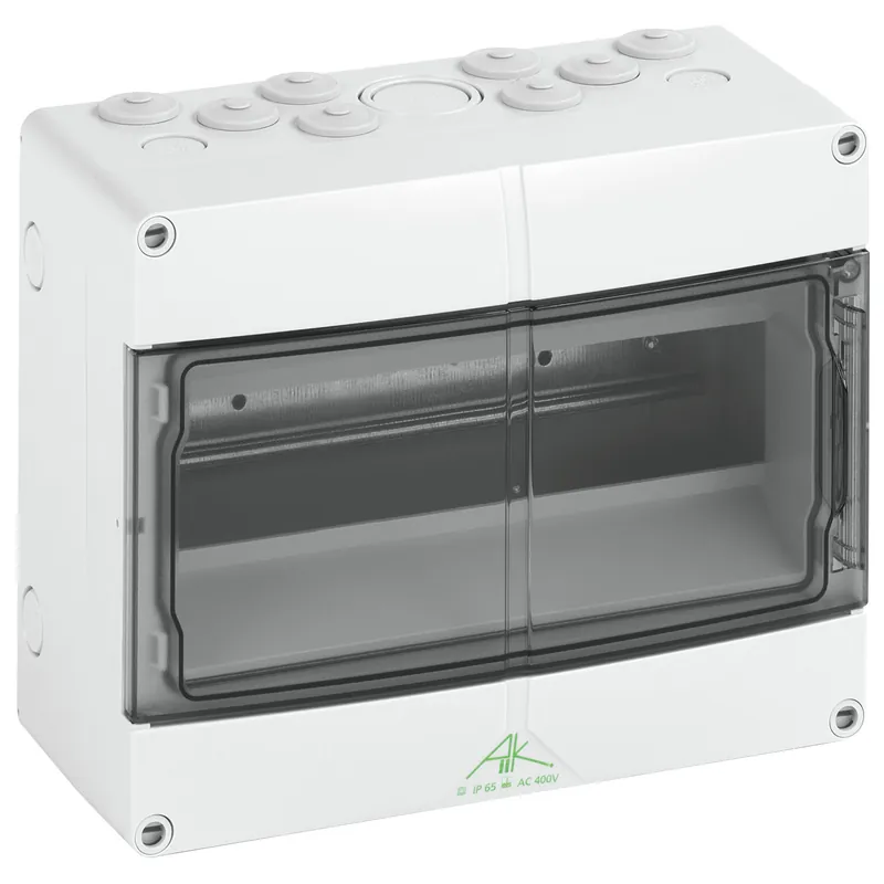 Finální Výprodej SPELSBERG Skříň AKII 12 400V AC 12TE 250x200x95mm, na omítku, průhledné dveře, IK07, IP65 šedá