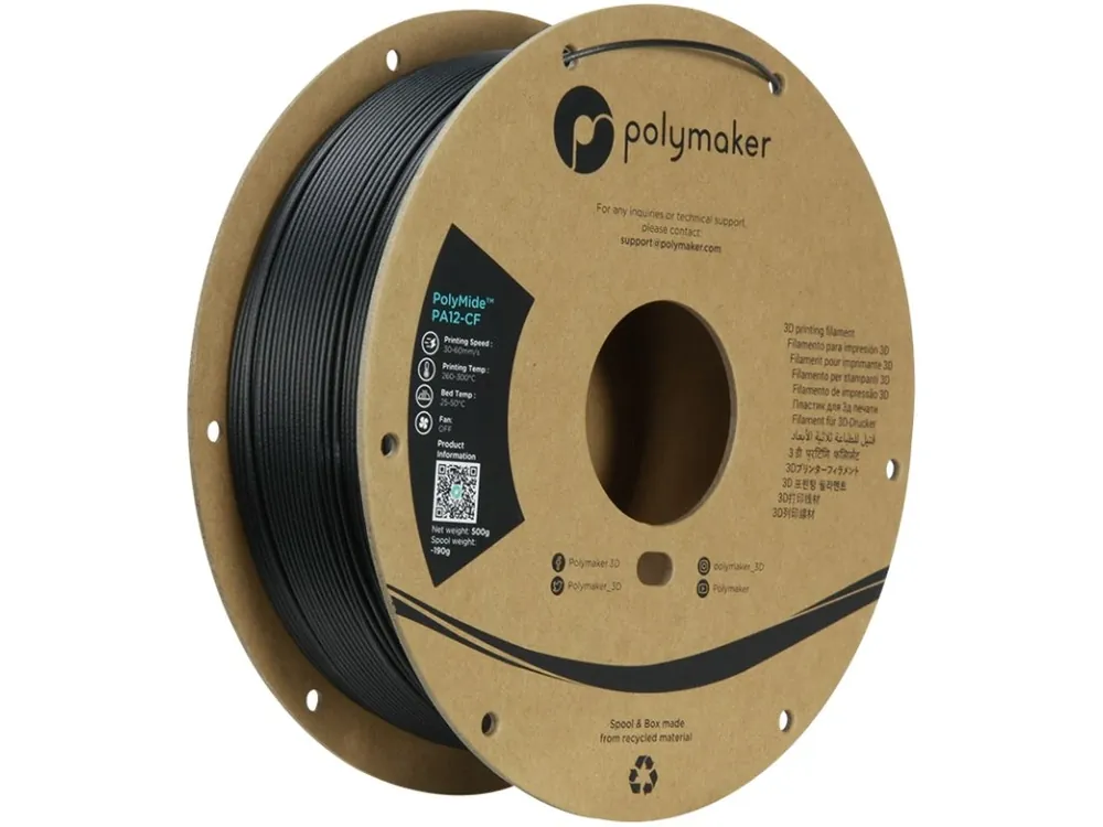 PolyMide™ PA12-CF filament černý 1,75 mm Polymaker 500 g Horká Nabídka