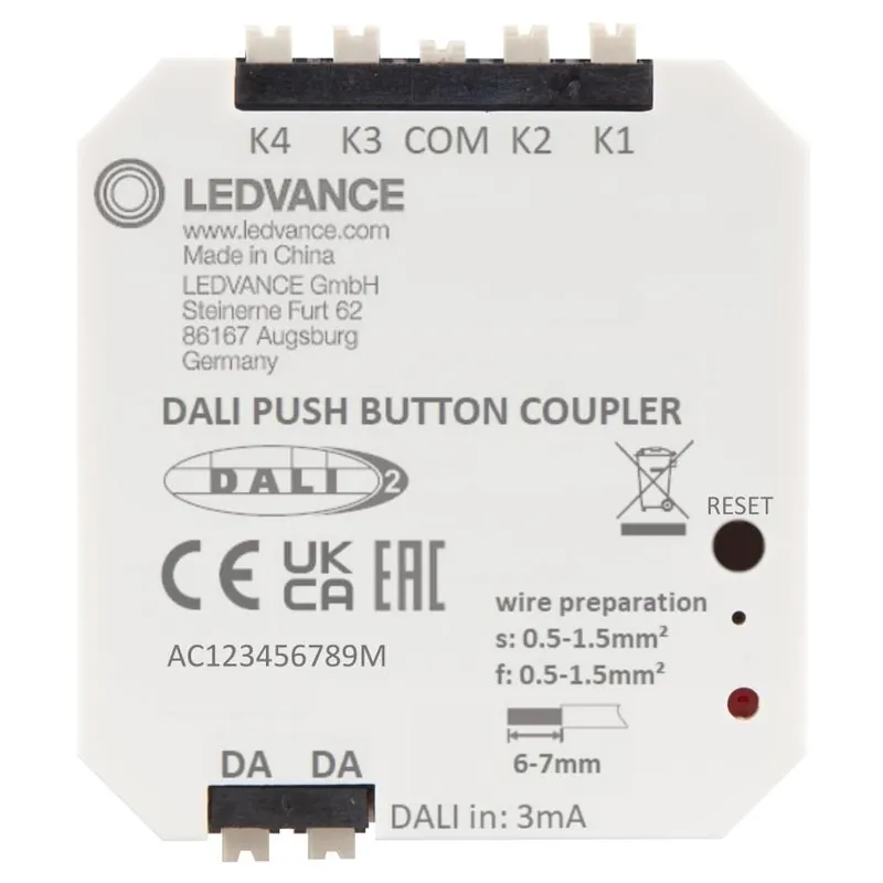 Tlačítková spojka LEDVANCE PUSHBUTTON COUPLER DALI-2 Tovární Cena