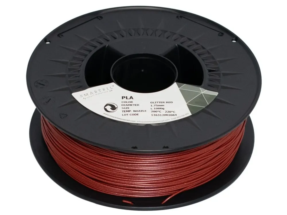 PLA filament třpytivý červený Glitter Red 1,75 mm Smartfil 1 kg Akční Cena