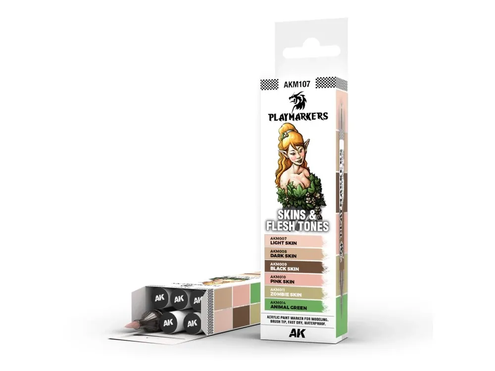 AK PLAYMARKERS SET AKM107 SKIN & FLESH TONES 6 ks akrylových markerů Originální
