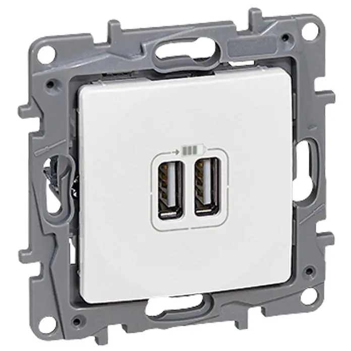 Sleva Nabíječka USB adaptér Legrand Niloé 764594, dvojitá, 2,4A, bílá