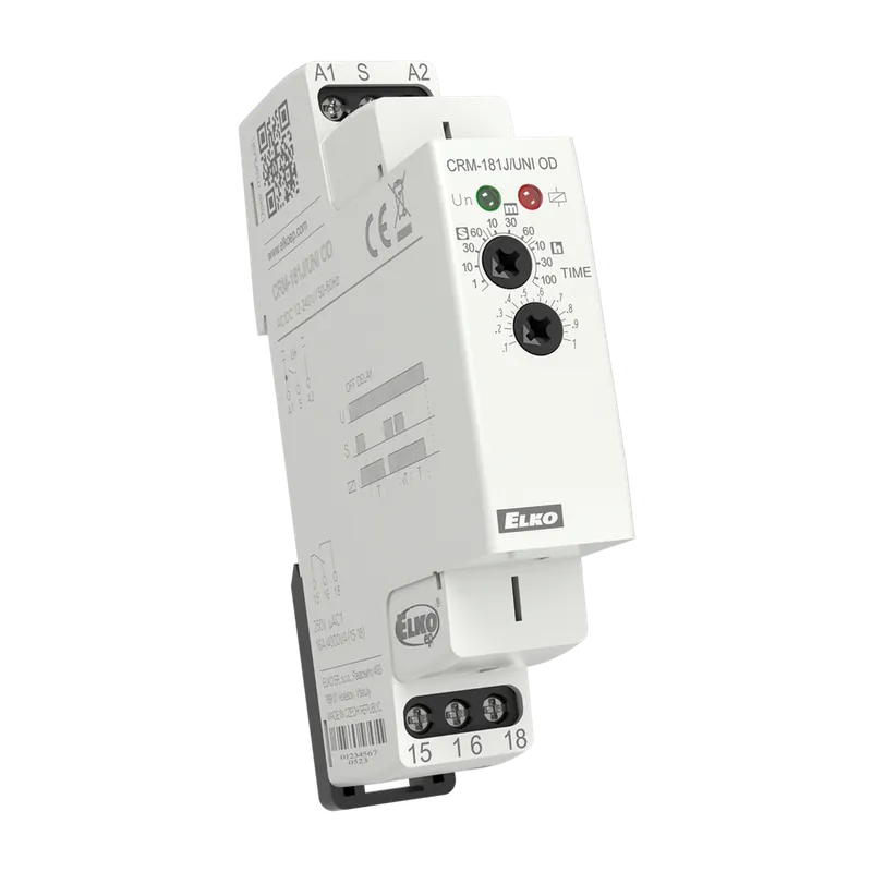 CRM-181J/UNI ZR Časové relé se zpožděným sepnutím, 12–240 V AC/DC, 16 A Akce