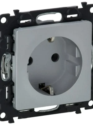 Značkový Zásuvka 2P+PE Schuko s clonkami Legrand Valena Life 753320, 16A, 250V, hliník