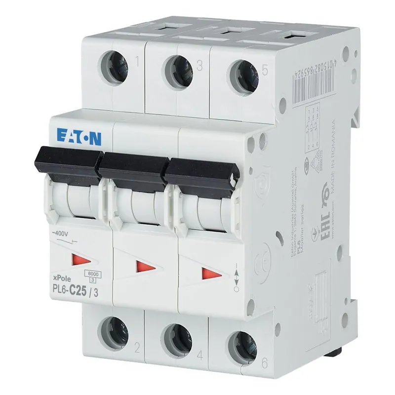 PL6-C25/3 Jistič PL6, char C, 3-pólový, Icn=6kA, In=25A Akce