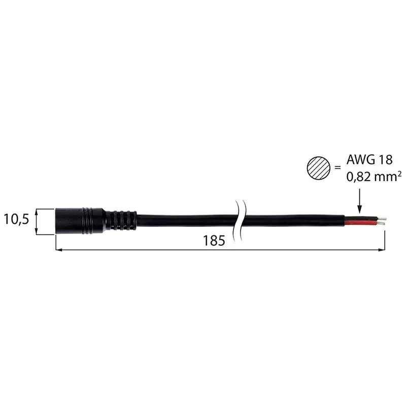 Objednat Nyní MCLED KONEKTOR NAPÁJECÍ ZÁSUVKA VOLNÝ KONEC (AWG 18/0,82MM2) ML-112.036.21.0