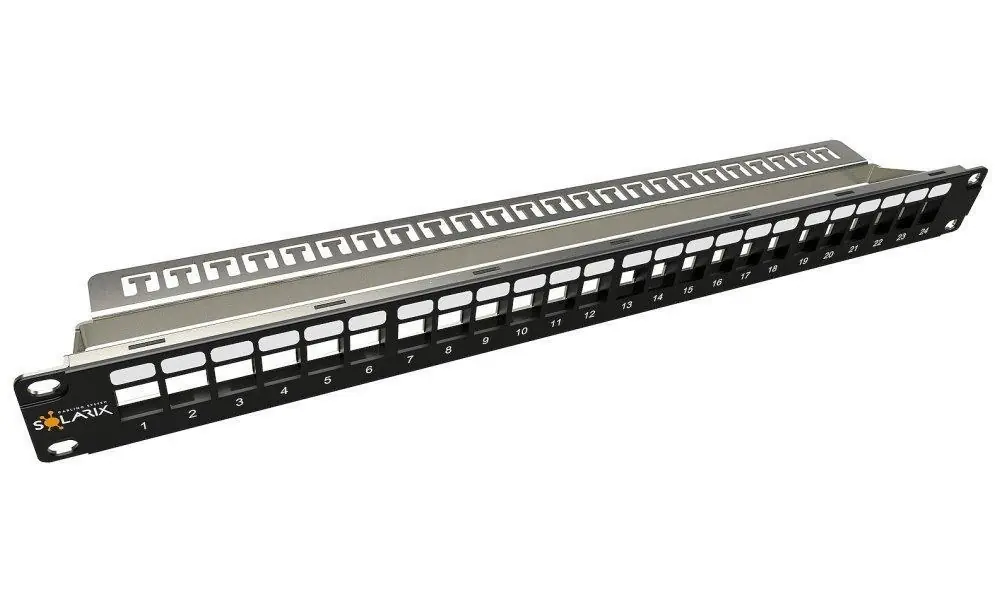 SX24M-0-STP-BK-UNI-N Modulární neosazený patch panel Solarix 24 portů 1U SX24M-0-STP-BK-UNI-N Značkový