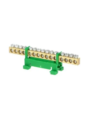 1000010 Můstek PE 15 (svorkovnice 15x16mm2), nekrytý IP00, zelený, 63A, na DIN Jen Po Omezenou Doba