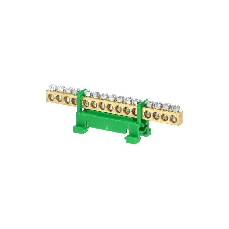 1000010 Můstek PE 15 (svorkovnice 15x16mm2), nekrytý IP00, zelený, 63A, na DIN Jen Po Omezenou Doba