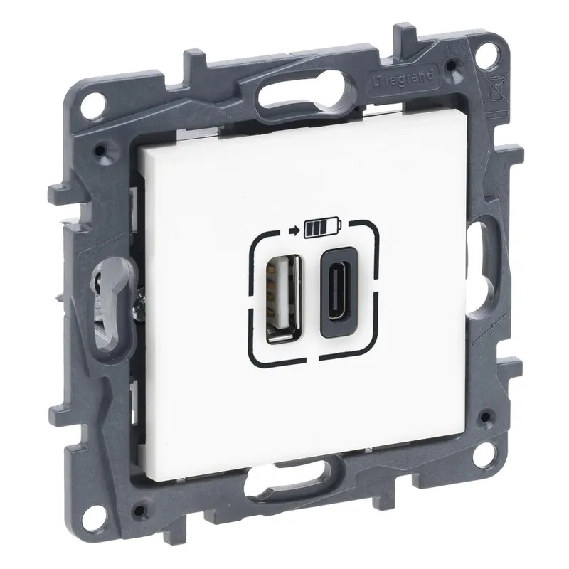Sleva 863140 NILOE S.NABÍJEČKA USB A+C BÍLÁ