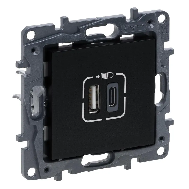 863540 NILOE S.NABÍJEČKA USB A+C ČER. Výprodej