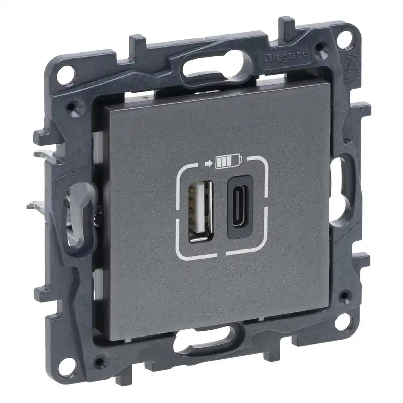 Levný 863440 NILOE S.NABÍJEČKA USB A+C OCEL