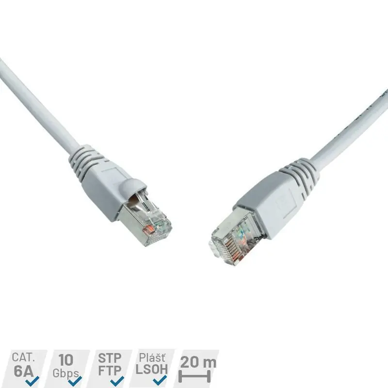 C6A-315GY-20MB Patch kabel CAT6A SFTP LSOH 20m šedý non-snag-proof C6A-315GY-20MB Nová Kolekce